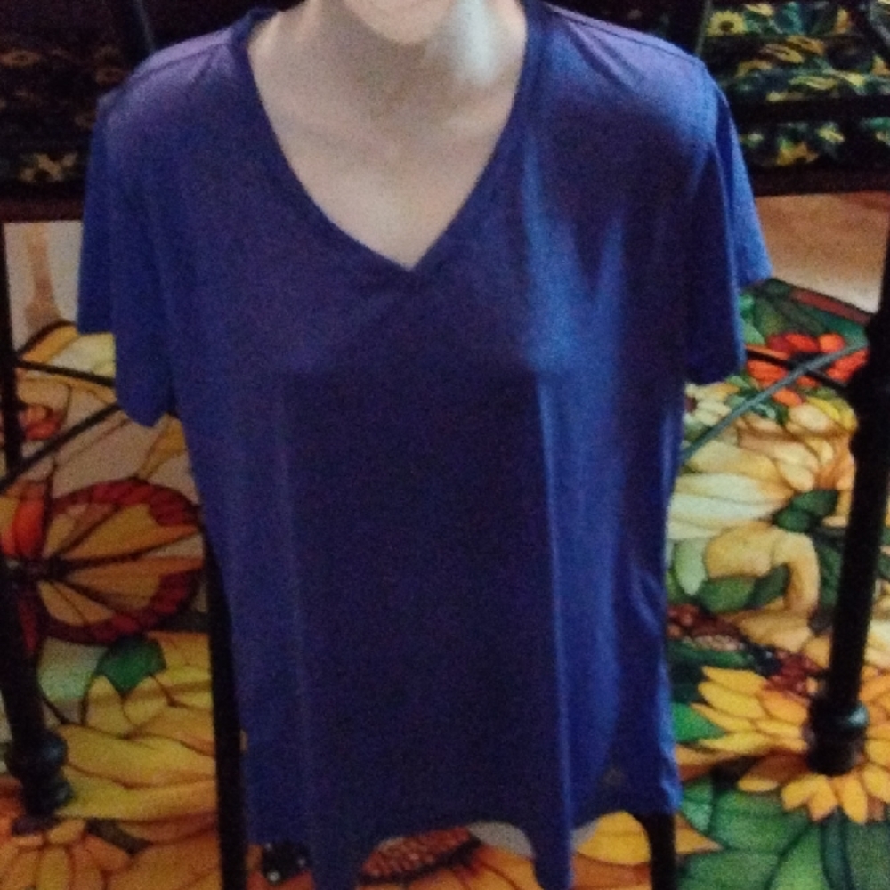 RBX Performance Ladies Short Sleeve Shirt XL Blue V-Neck